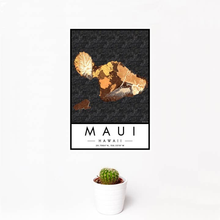 Maui HI Kaart Afdrukken Ember voor wholesale door JACE.design