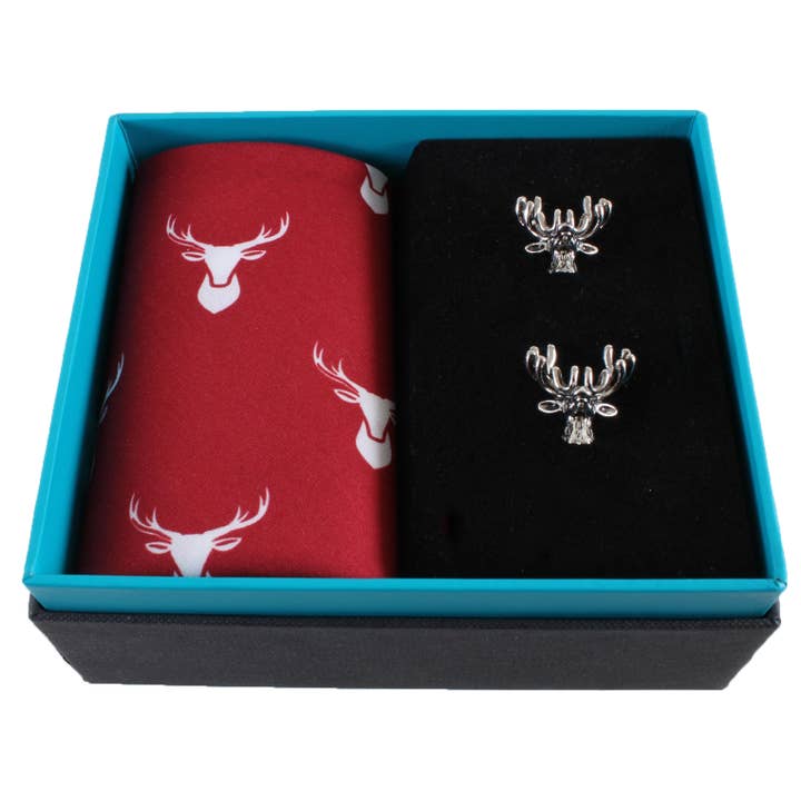Dalaco - incorporating David Aster - Wholesale Cufflinks - Stag Handkerchief & Cufflink Set (Colours May Vary)