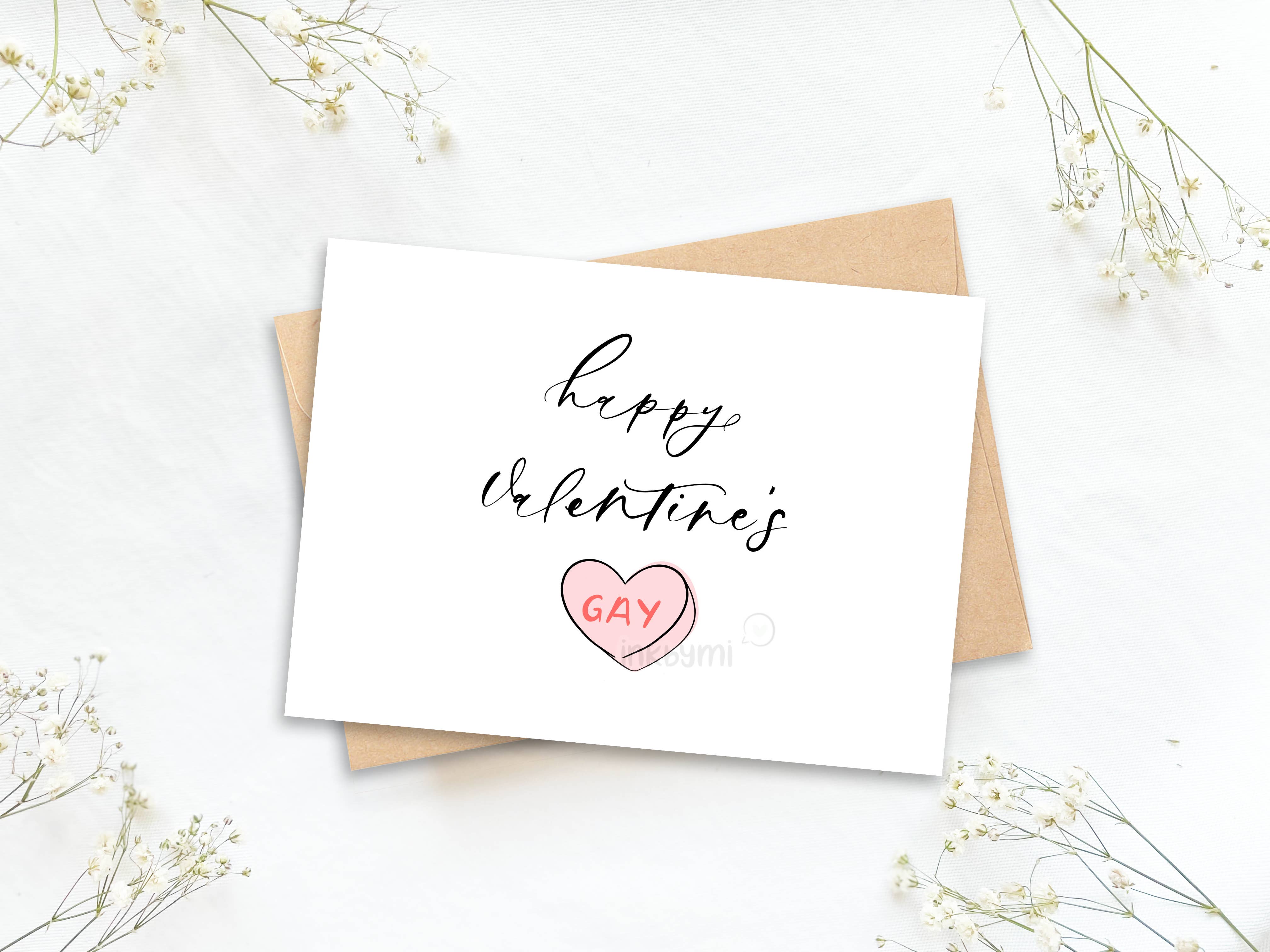 inkbymi - Vente Cartes de Saint-Valentin - Carte de vœux Happy Valentine's Gay (Candy Gram)