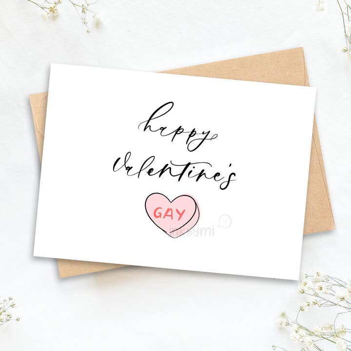 inkbymi - Vente Cartes de Saint-Valentin - Carte de vœux Happy Valentine's Gay (Candy Gram)0