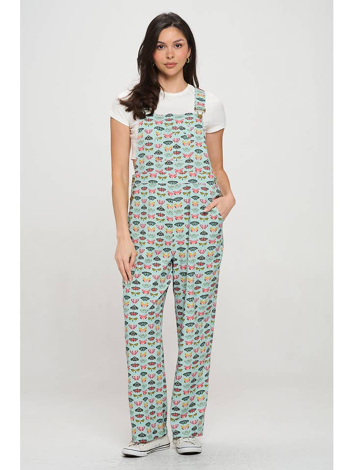 SM WARDROBE - Wholesale Overalls - Women's - COLORFUL BUTTERFLY PRINT OVERALLS