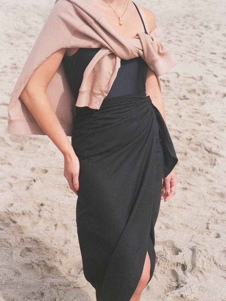 Bobbie Raw Silk Wrap Skirt for wholesale by Na Nin