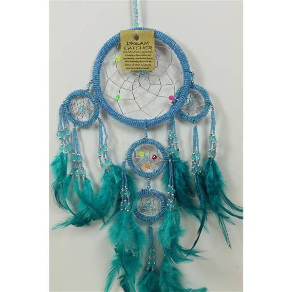 Coloured Beaded Silver Thread Dreamcatcher for wholesale by Western Counties Wholesale