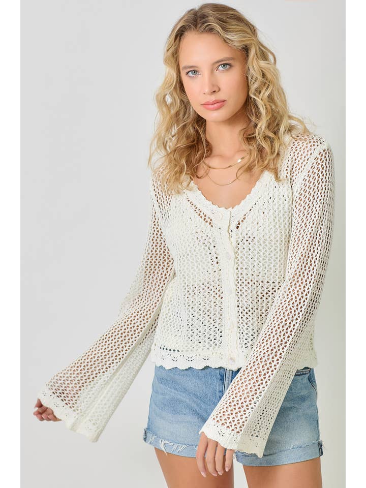Mystree - Wholesale Cardigan - Women's - 61100 Crochet Style Knit Cardigan 15