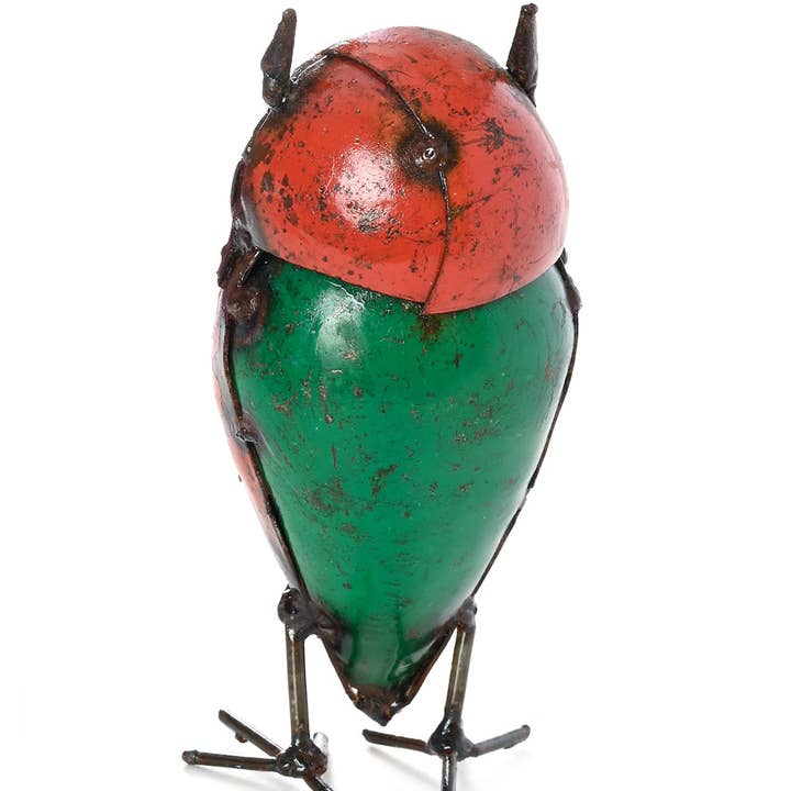 Swahili | AFRICAN MODERN - Wholesale Sculpture - Small Colorful Recycled Metal Owl Sculpture