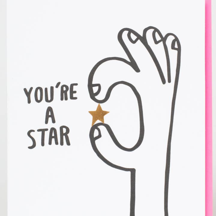 Egg Press Manufacturing - Wholesale Encouragement Card - You're A Star Letterpress Greeting Card by Ashkahn1