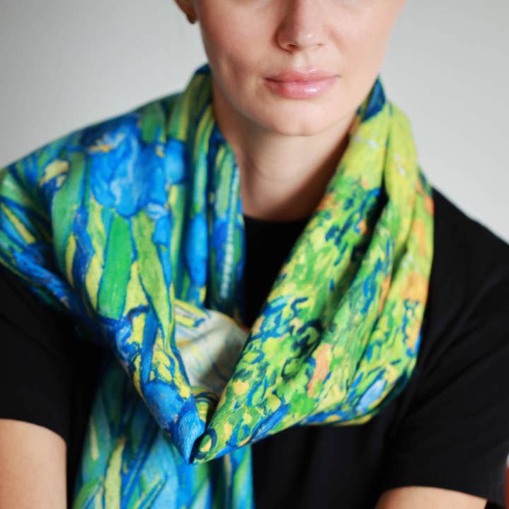 Van Gogh's Iris Flower Print Scarf for wholesale by Studio Hop