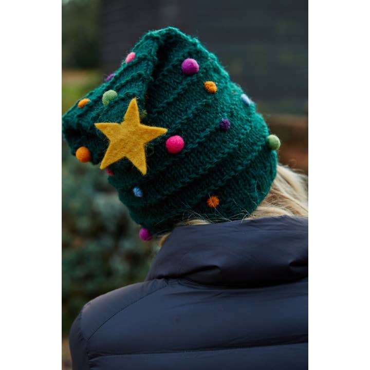 Christmas Tree - Hand Knitted Wool Multicoloured Xmas Hat for wholesale on Faire4