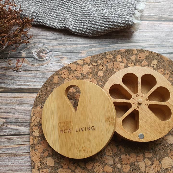 New Living - Wholesale Pill Organizer - Bamboo Pill Box, Eco Product