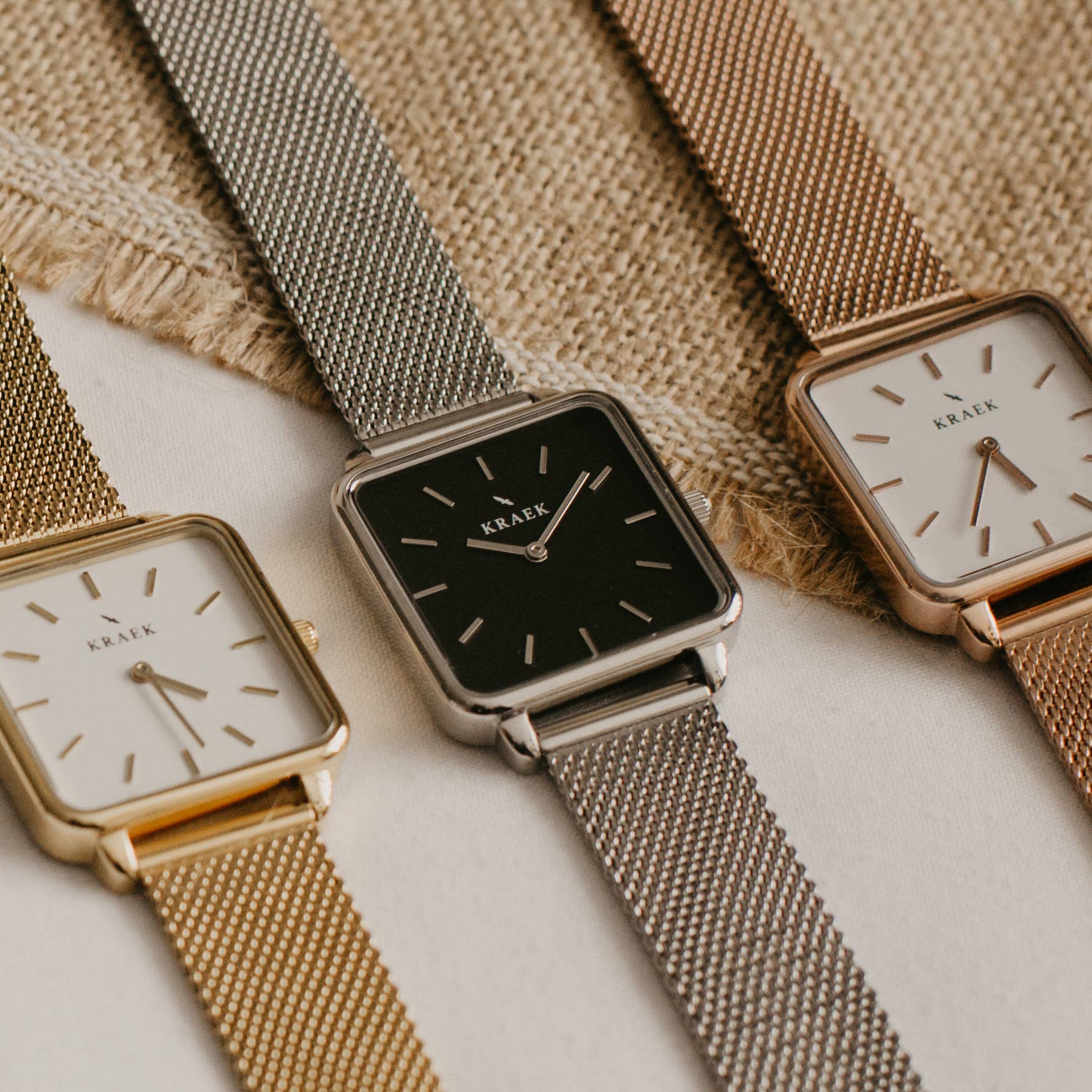 KRAEK Watches - Wholesale Wrist Watch - Women's - Ilene | Rose Gold | Mesh | Square 28 mm2