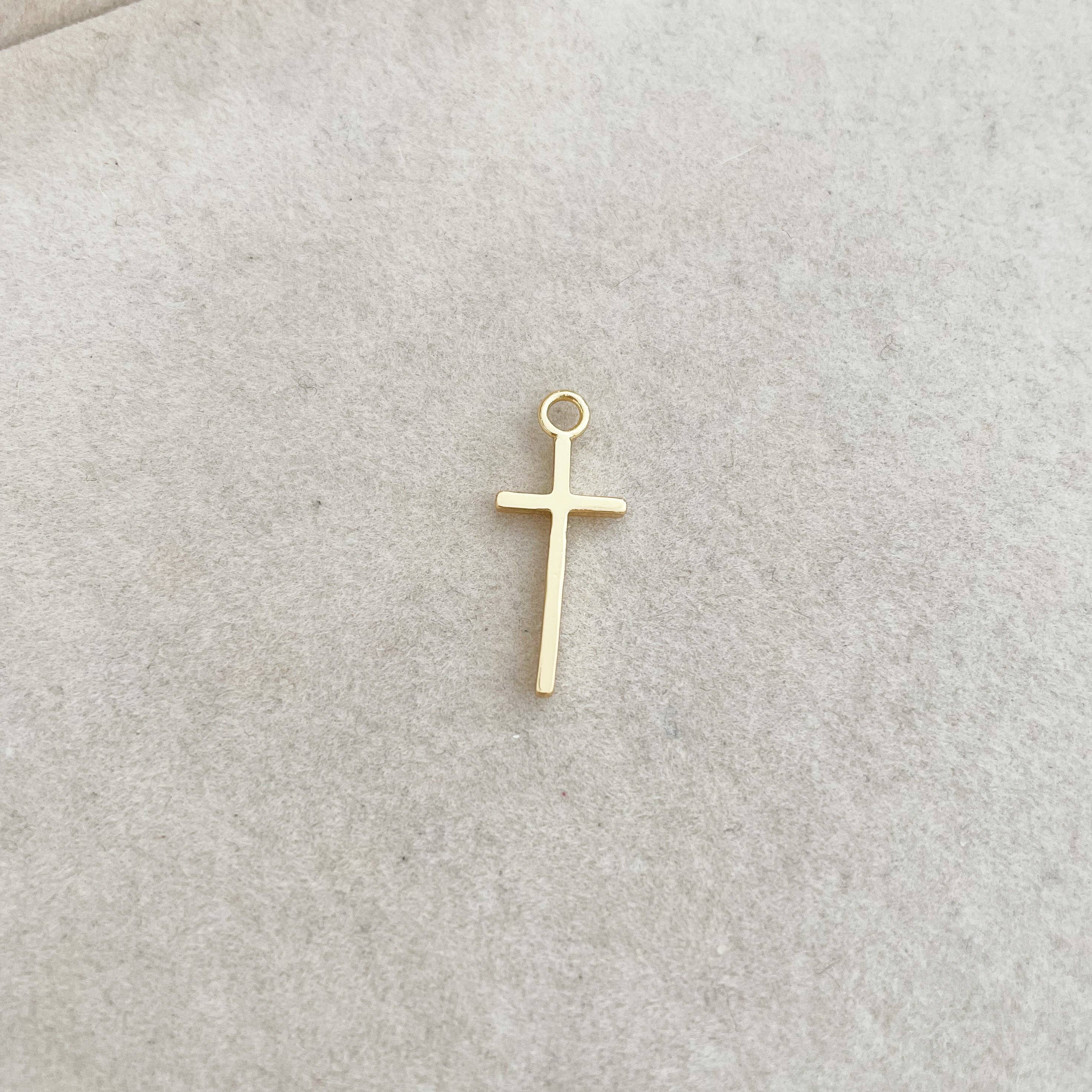 Goldie Charm Bar - Wholesale Individual Charm/Pendant - GOLD CROSS CHARM
