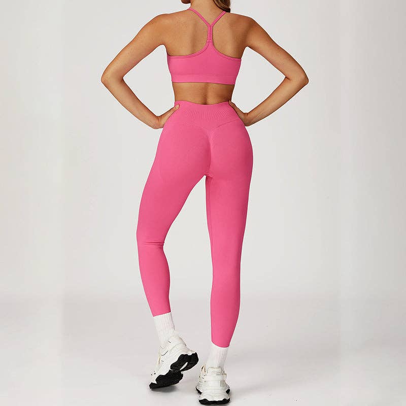 WONDERXFANS – Großhandel Sportbekleidungsset – Damen – Schnelltrocknender Sport-BH + Po-liftende Leggings 2-teiliger Satz7