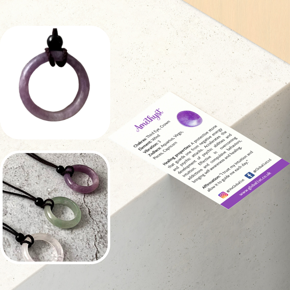 VIE - Wholesale Pendant/Charm Necklace - Circular Crystal Pendant with Black Cord, 3cm1