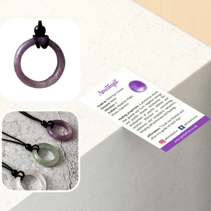 VIE - Wholesale Pendant/Charm Necklace - Circular Crystal Pendant with Black Cord, 3cm1