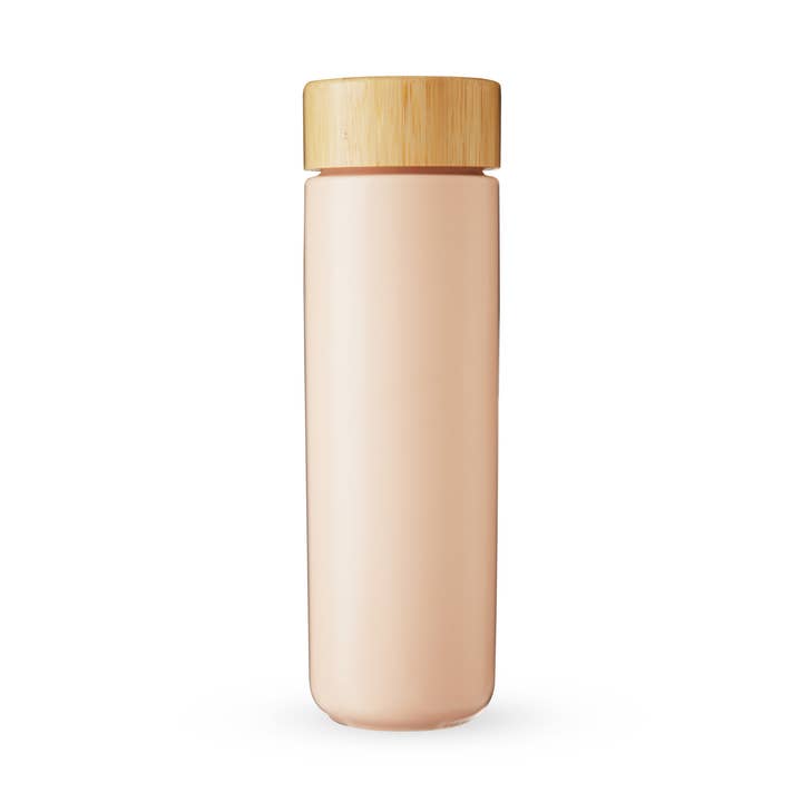 Tatyana™ Double Walled Ceramic Travel Mug w Infuser in Coral for wholesale by Pinky Up