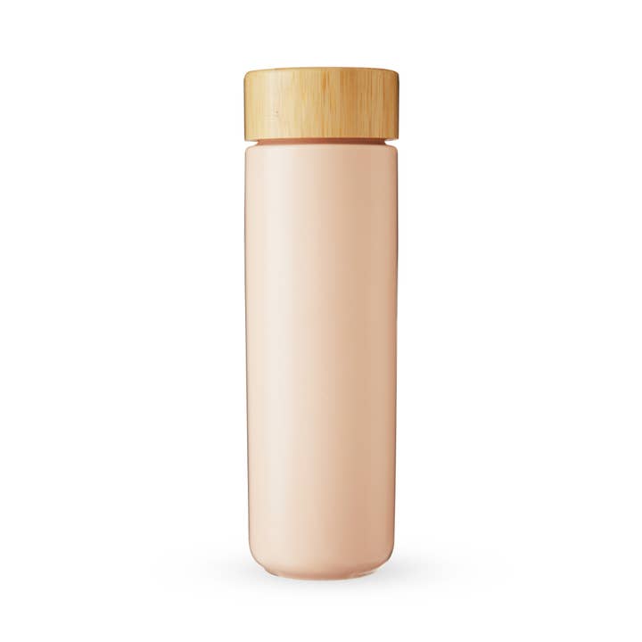 Tatyana™ Double Walled Ceramic Travel Mug w Infuser in Coral for wholesale by Pinky Up