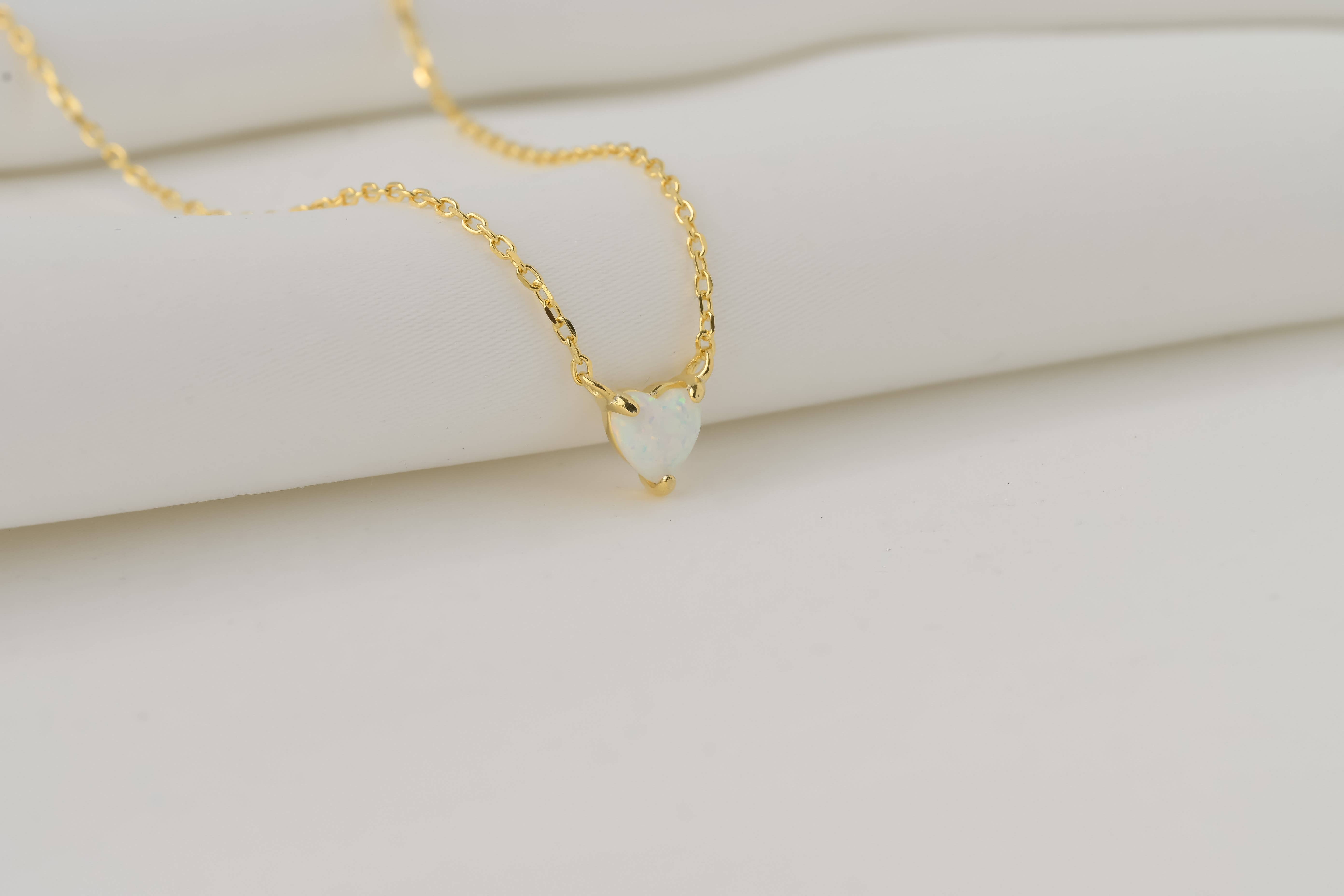 Blueyejewelry - Venta al por mayor Collares con colgantes/abalorios - Collar de plata 925 con forma de corazón y ópalo, collar con forma de corazón minúsculo8