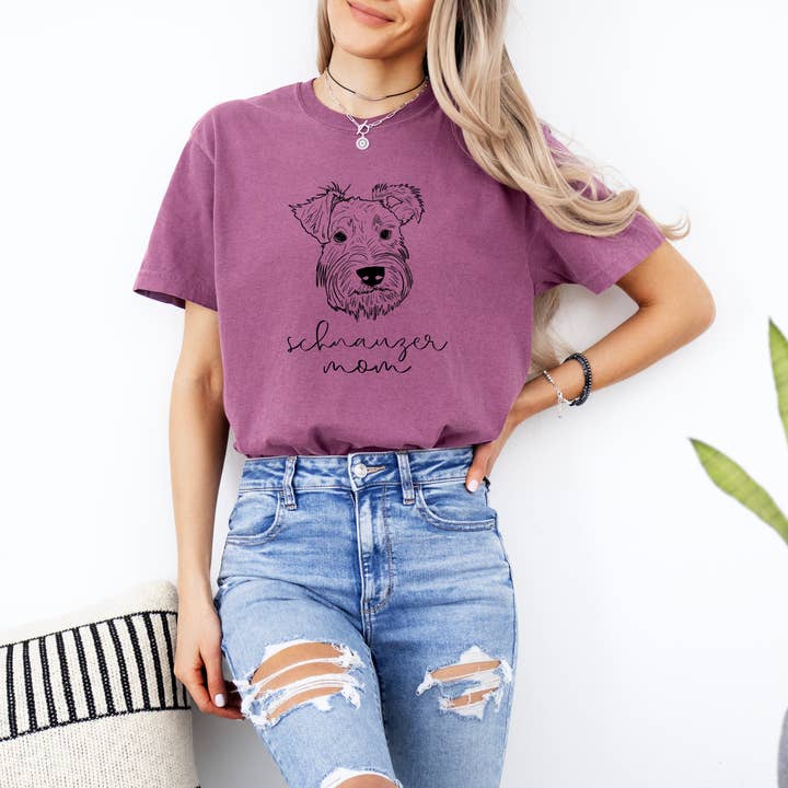 Verita Culture - Wholesale Screen Printed T-Shirt - Women's - Schnauzer Dog Mom Comfort Colors T Shirt3