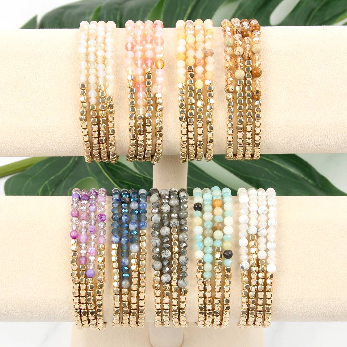 MYS Wholesale Inc - Wholesale Beaded Bracelet - Brass, Stone, Glass Four Set Beads Bracelet15