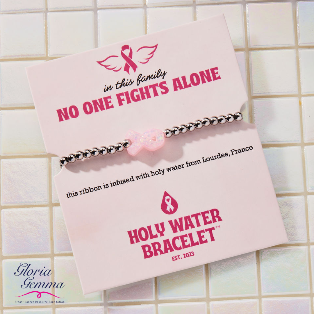 Holy Water Bracelet – wholesale Charm/dangle bracelet – HOLY WATER PINK RIBBON AWARENESS BRACELET 1