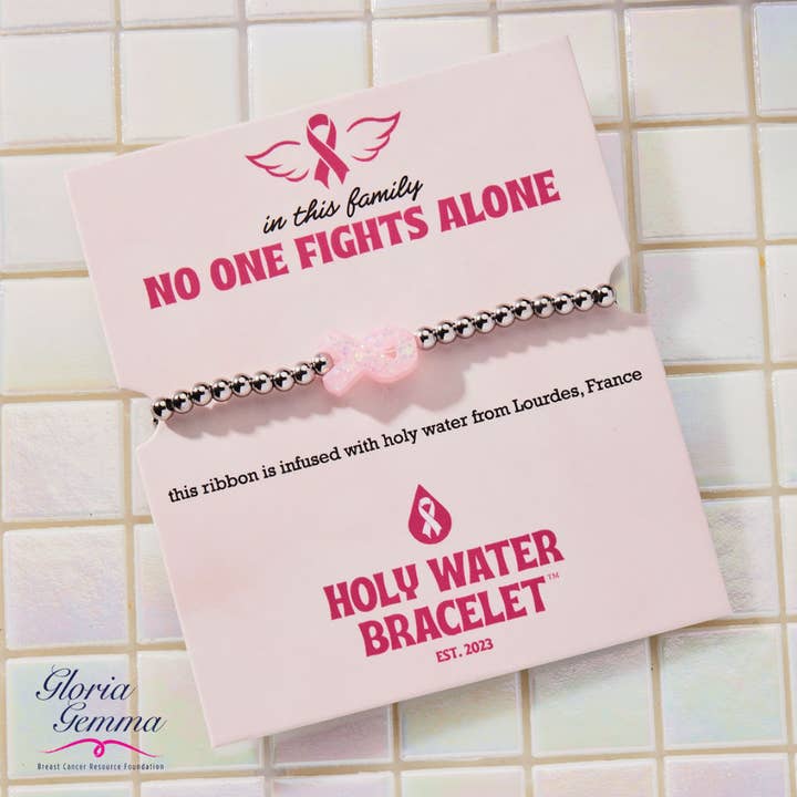 Holy Water Bracelet - Wholesale Charm/Dangle Bracelet - HOLY WATER PINK RIBBON AWARENESS BRACELET 1