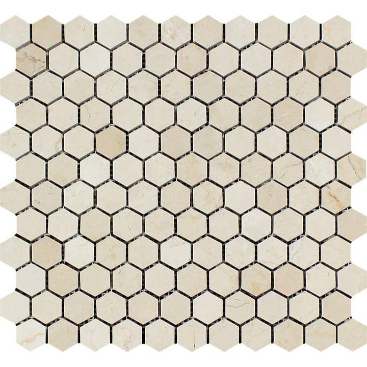 1 x 1 Polished Crema Marfil Marble Hexagon Mosaic Tile por atacado de Armada Tile and Stone