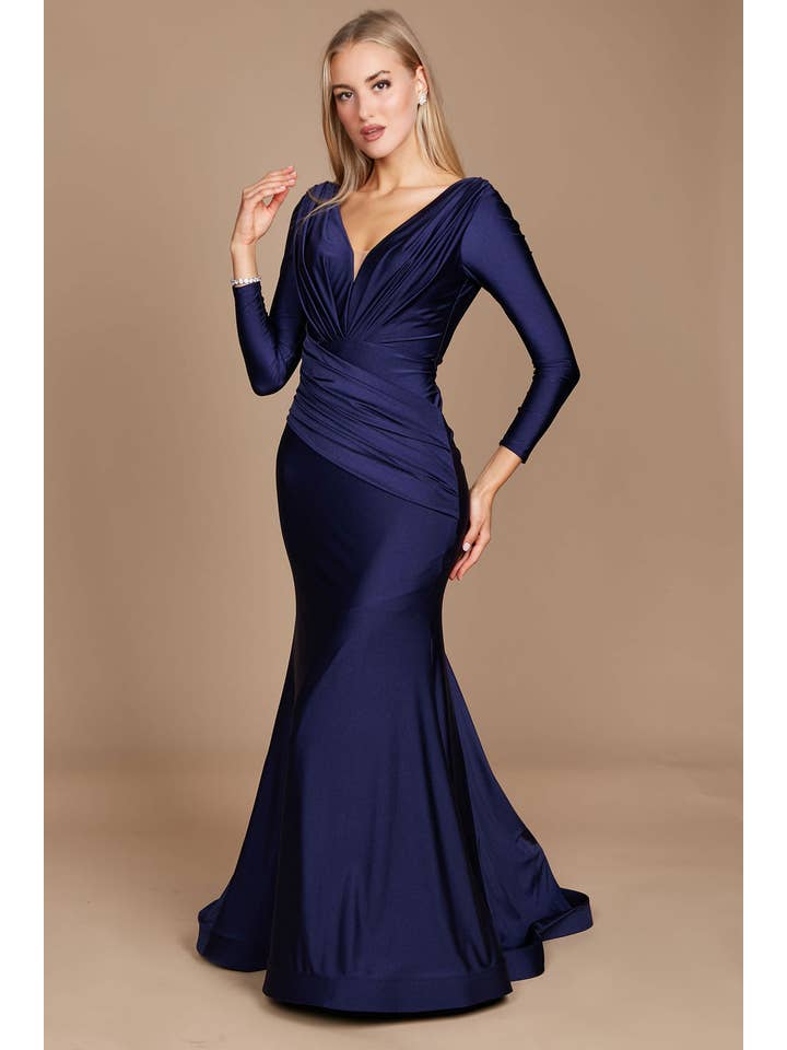 Kos Couture - Wholesale Gown - Women's - Long Sleeve Formal Evening Dress