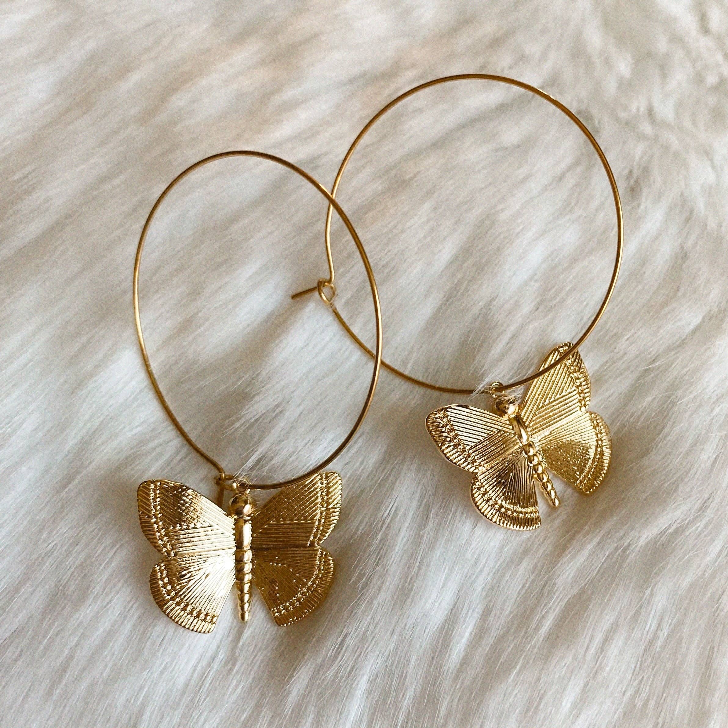 Kismet Showroom - Wholesale Hoop Earrings - Magnolia Butterfly Hoop3