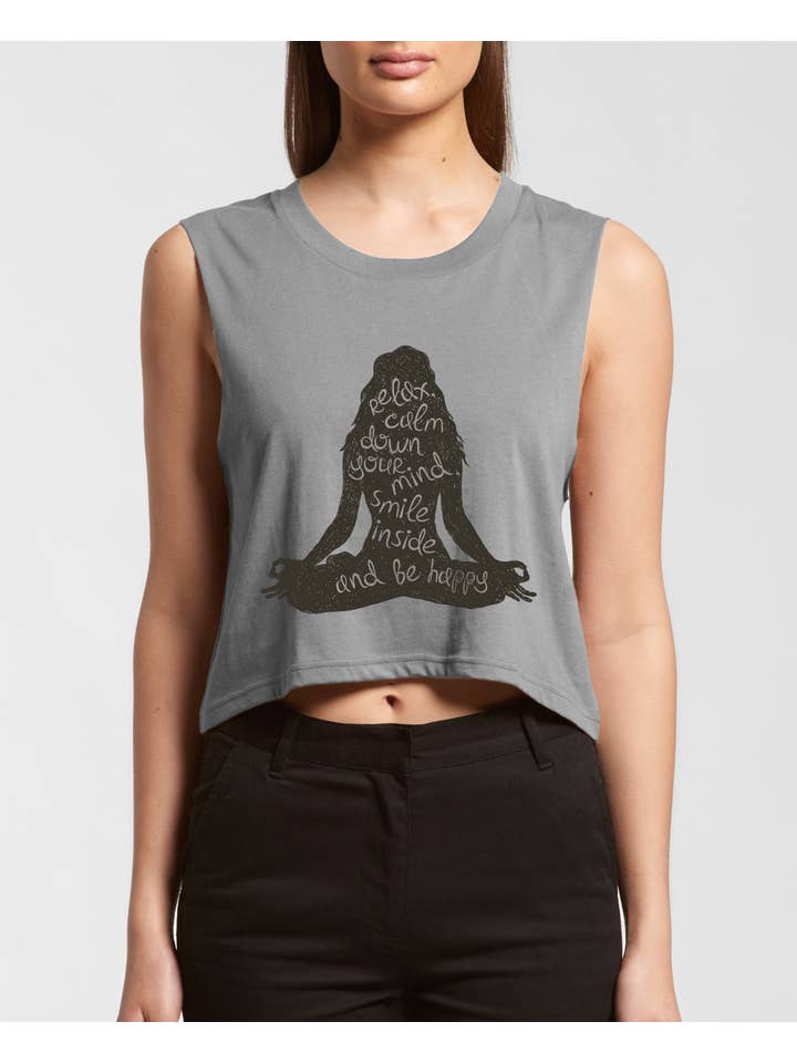 Pink Nabi - Wholesale Tank Top - Women's - Graphic crop tank top - Relax calm yoga
