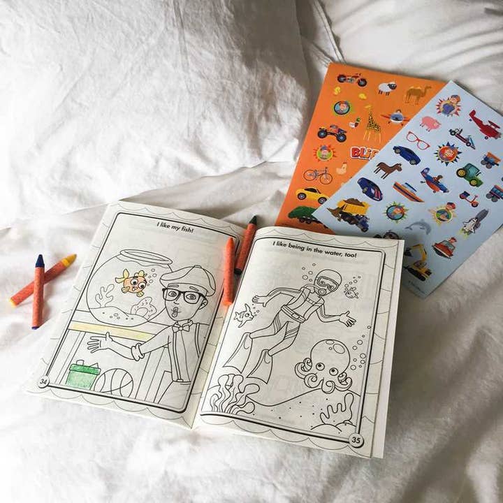 Simon & Schuster - Wholesale Coloring Book - Adult - Blippi: I Like That! Coloring Book with Crayons by Editors of Studio Fun International
