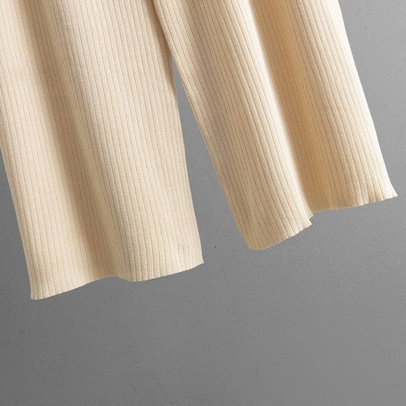 Sheer Trend - Vente Ensemble haut et pantalon (PAS d'intérieur) - Femme - Ensemble Débardeur Uni en Maille et Pantalon à Jambes Larges10