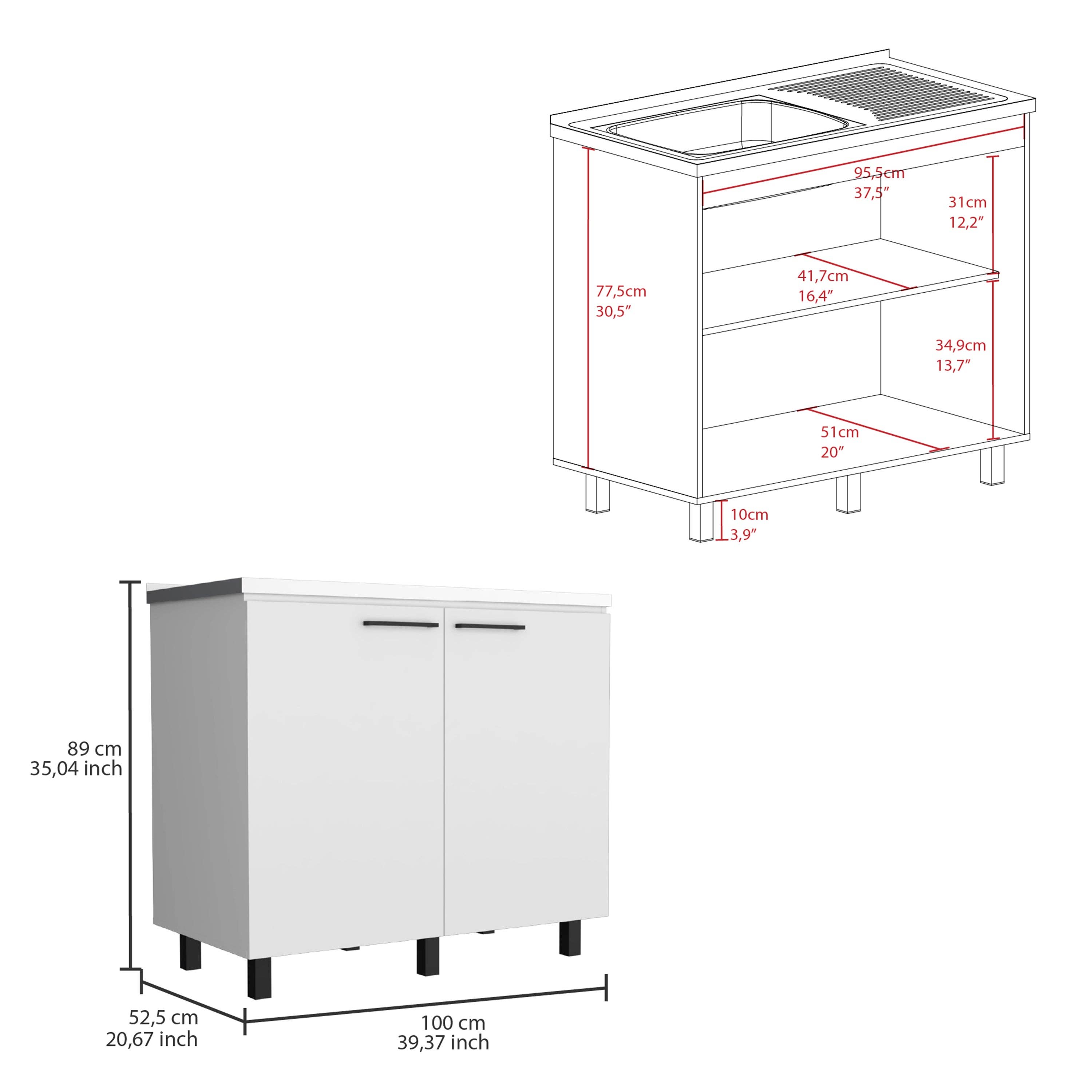 TUHOME FURNITURE - Vente Armoire - MEUBLE DE BASE POUR ÉVIER UTILITAIRE NAPOLES 2, BLANC6