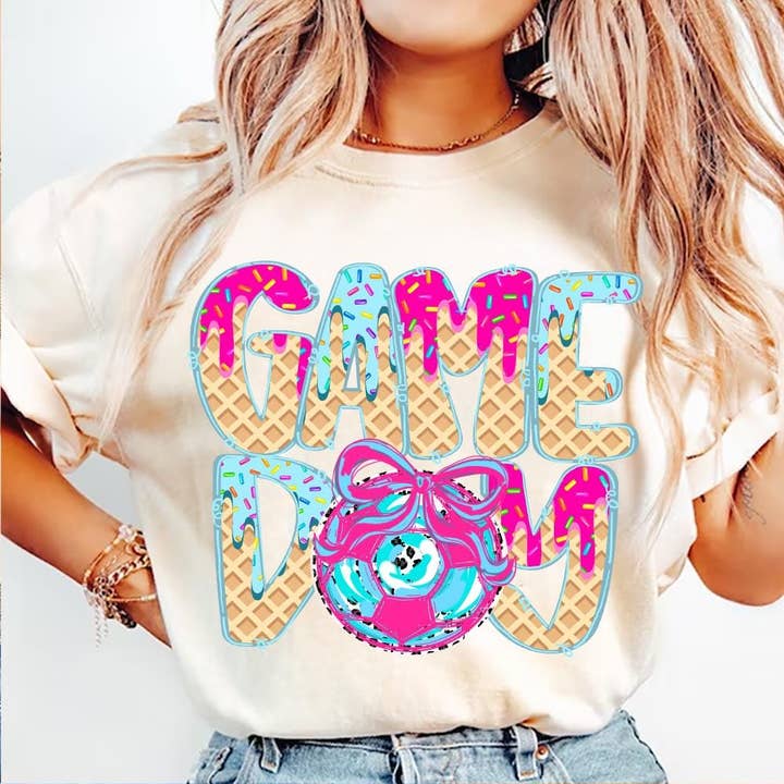 NVC Ecommerce LLC - Wholesale T-shirt (graphic) – women's - Soccer Game Day Drip T-Shirt, Soccer Ice Cream Drip Sweater0