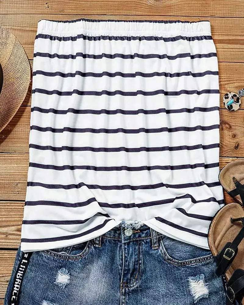 Fashion Combination – wholesale Blouse – Women’s – striped print strapless bandeau tank top7