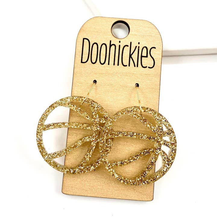 Doohickies - Wholesale Dangle Earrings - 1.25 Custom Glitter Acrylic Basketball Dangle Earrings (10 Color Options)