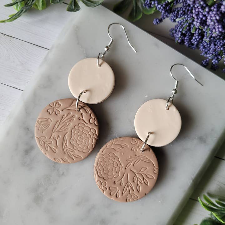 Floral Earrings in Nude and Neutral for wholesale by Simply Handmade Home