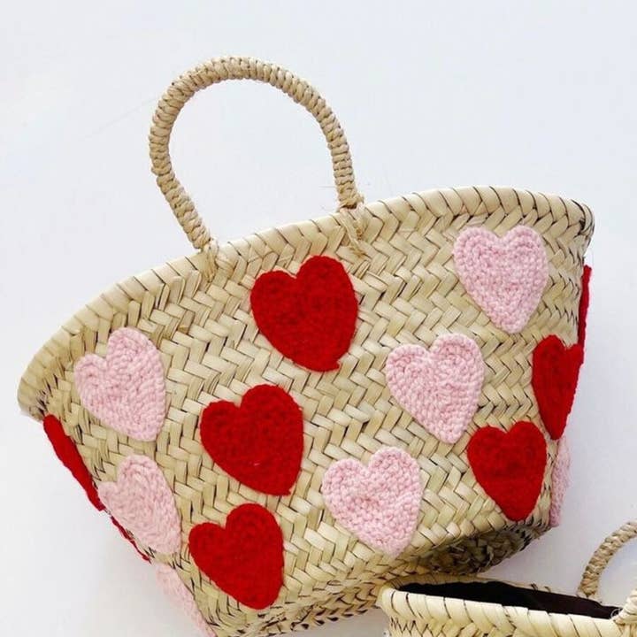 Pathiya - Wholesale Beach Bag - Wedding Heart straw basket,bridal shower bags, beach bags