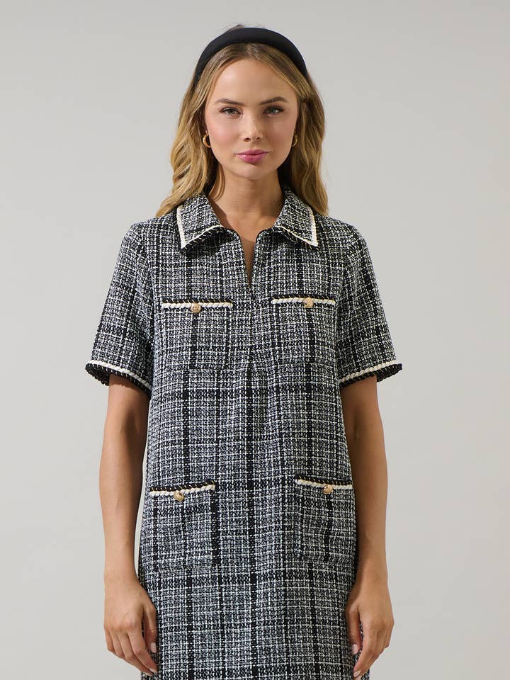 Audrey Tweed Collar Mini Dress for wholesale by Sugarlips