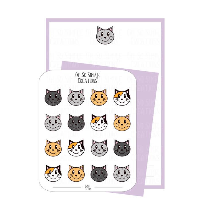 Grey Cat Stationery Set for wholesale by Oh So Simple Creations