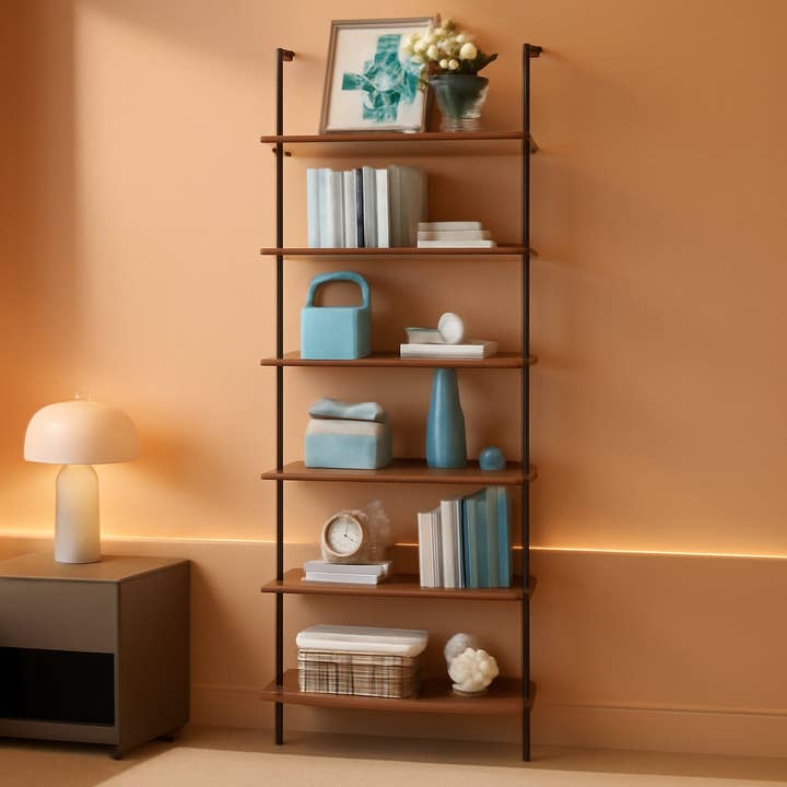 87 Inch Wall Mounted Ladder Shelf With Metal Frame for wholesale by ShipItFurniture