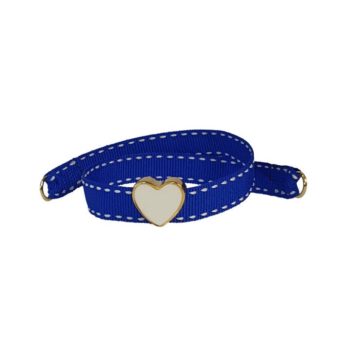 BLÅ LACK ARMBAND VIT EMALJ HJÄRTA PÅ GULD för wholesale av Smartever Srl