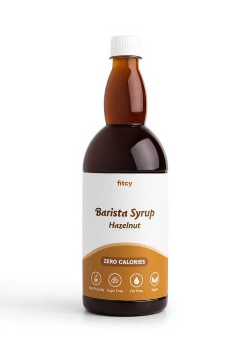 Fitcy - Vente Sirops aromatisés - Sirop Barista Noisette 1 L, vegan, keto, sans sucre, sans matières grasses