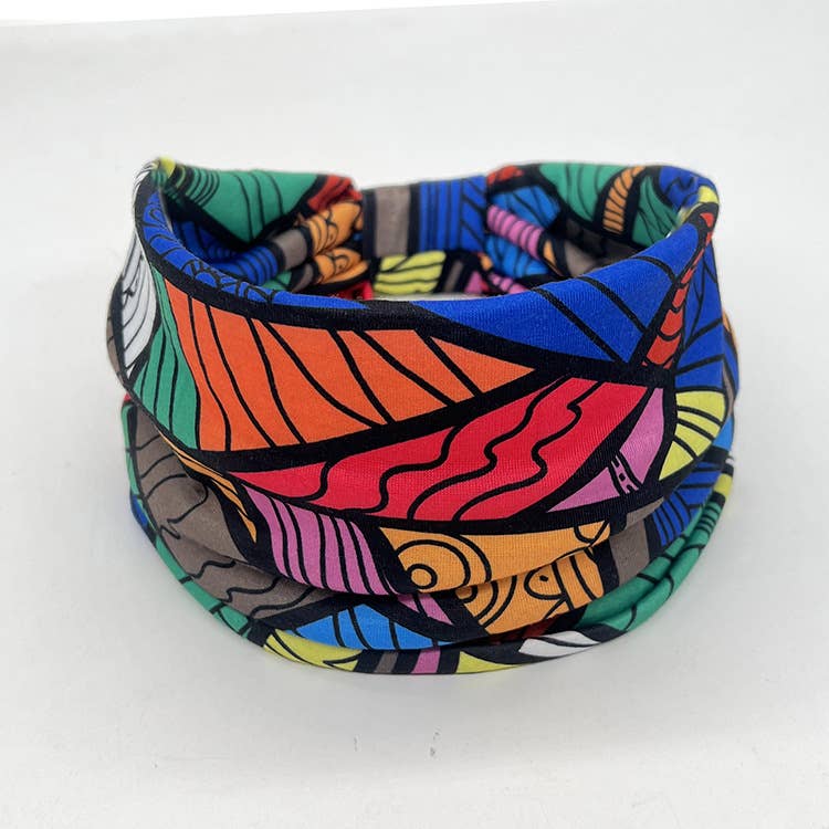 Tourtiwi – wholesale Fashion headband – women's – Colorful Ethnic Tribal Print Headband - Neck Scarf3
