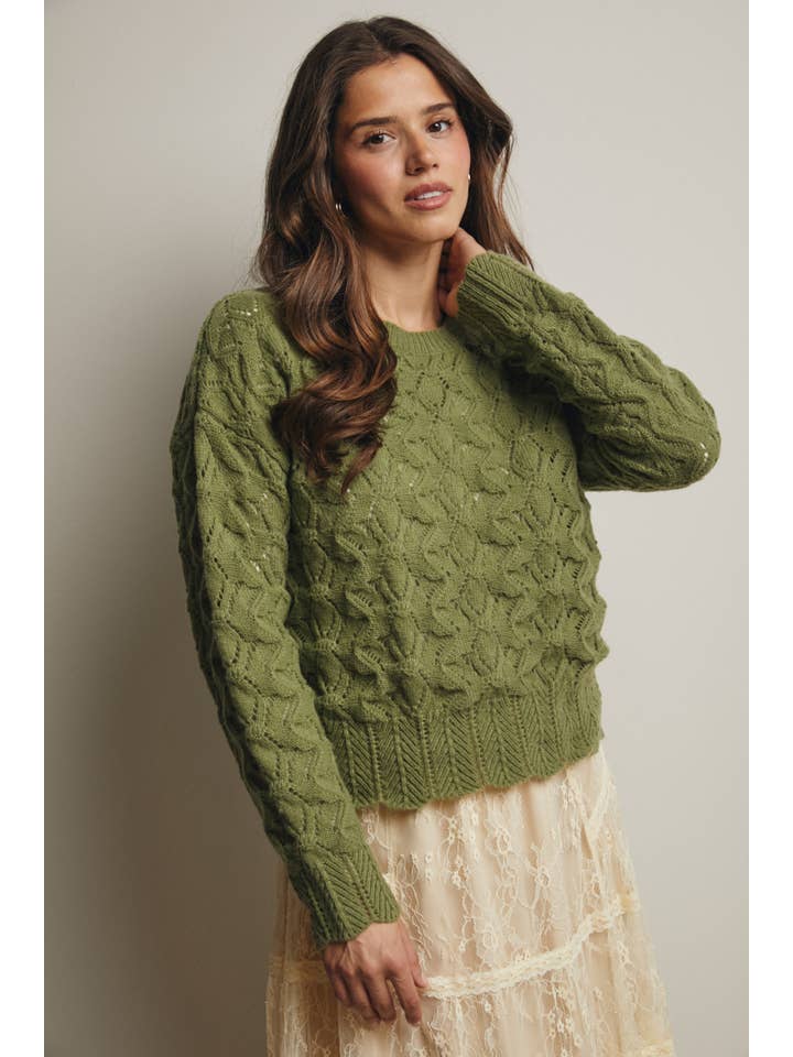 Forte - Wholesale Knitted jumper – Women′s - Open-Knit Pointelle Sweater FSW002611