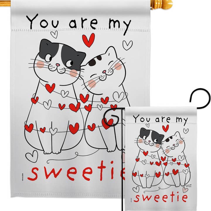 Two Group Flag Co – Großhandel Flagge – My Sweetie Kitten Frühlings-Valentinstag-Katzen-Deko-Flagge3