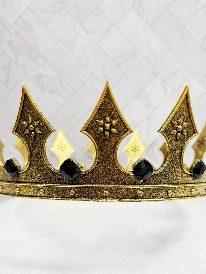 Kunglig guldkrona, medeltida dräktkrona, svart stenkrona för wholesale av Happy Dream Gifts