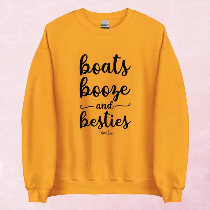 Boats Booze Besties Graphic Crewneck Sweatshirt for wholesale by Piper Lou Collection