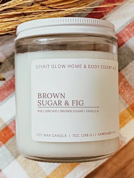 Brown Sugar & Fig - 7oz. Soy Wax Candle for wholesale by Spirit Glow Home & Body Essentials