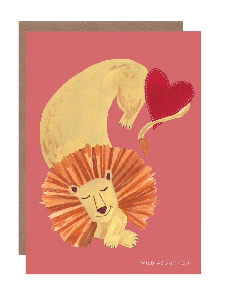 'Lion With Heart' Greetings Card for wholesale by Hutch Cassidy (Greetings Cards and Paper Goods)