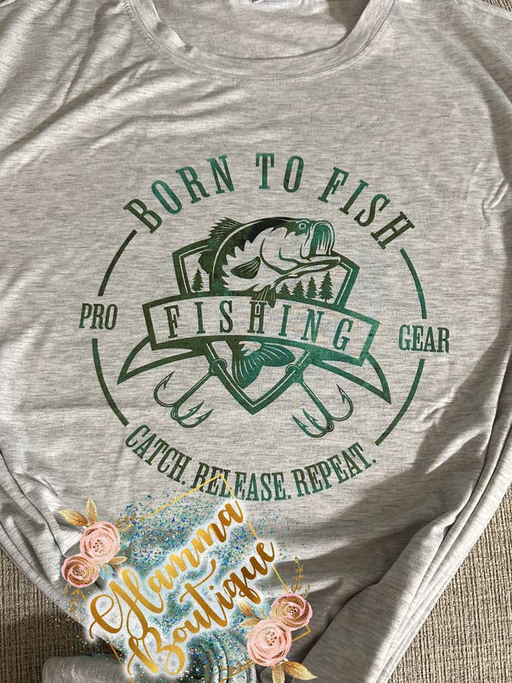 Born to fish tee for wholesale by Glamma Boutique